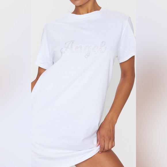 Brand new never worn rhinestone angel t shirt dress from pretty little thing - Picture 5 of 10